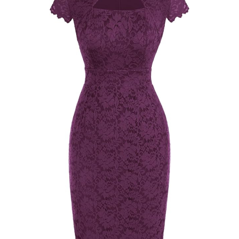belle poque Cocktail Dress for Women Cap Sleeve Lace Dress for Wedding Guest Business Casual Dresses Deep Purple