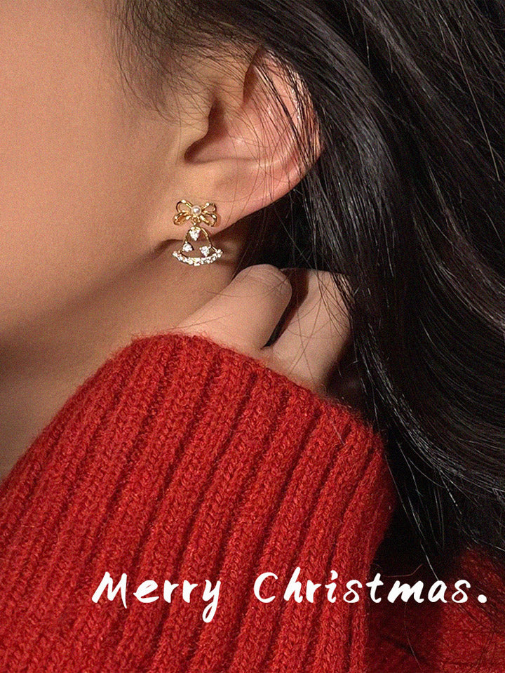 belle poque Luxury Bow Zirconia Bell Earrings
