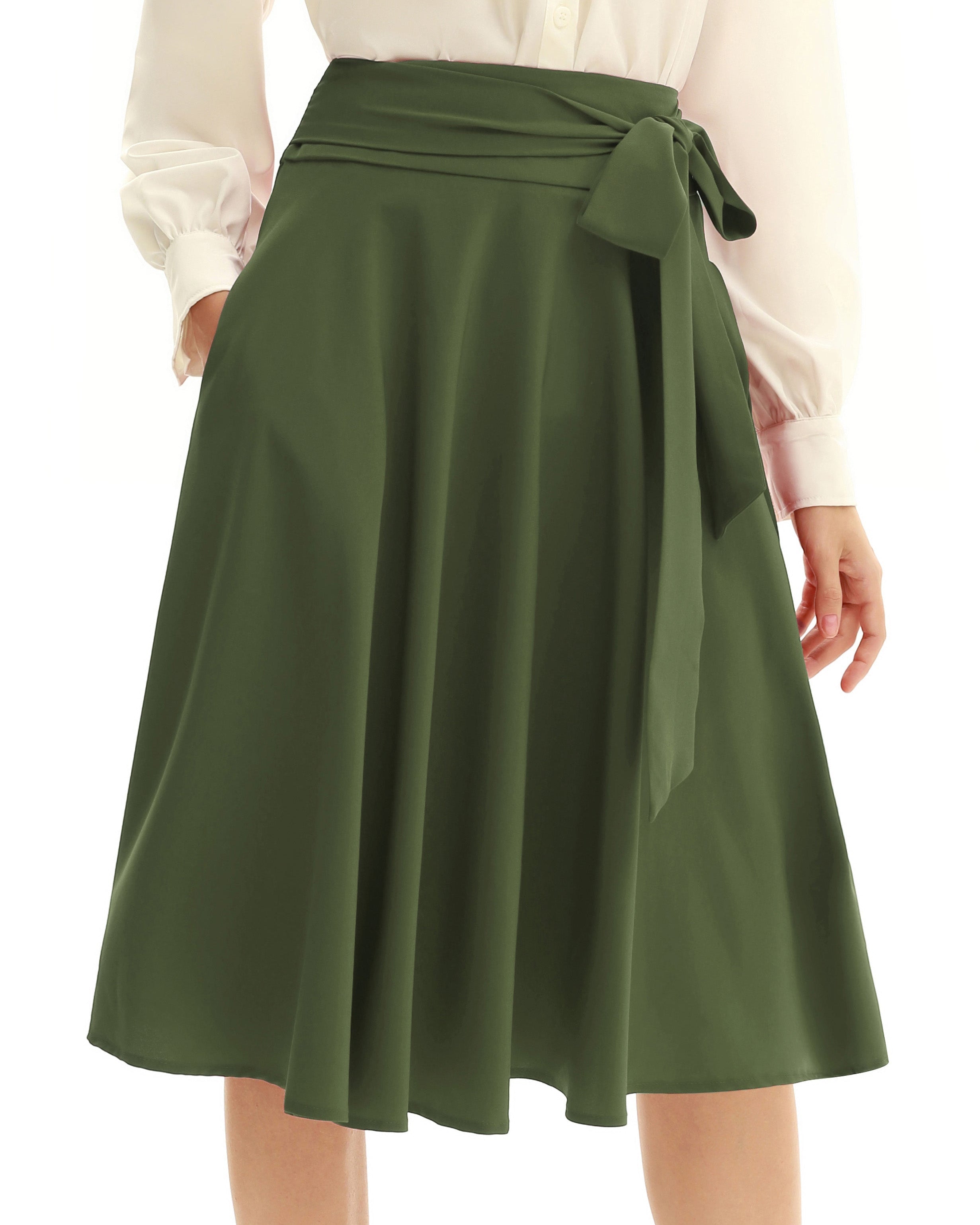 belle poque Floral Patterns Women's High Waist Bow Decorated A-Line Pockets Skirt