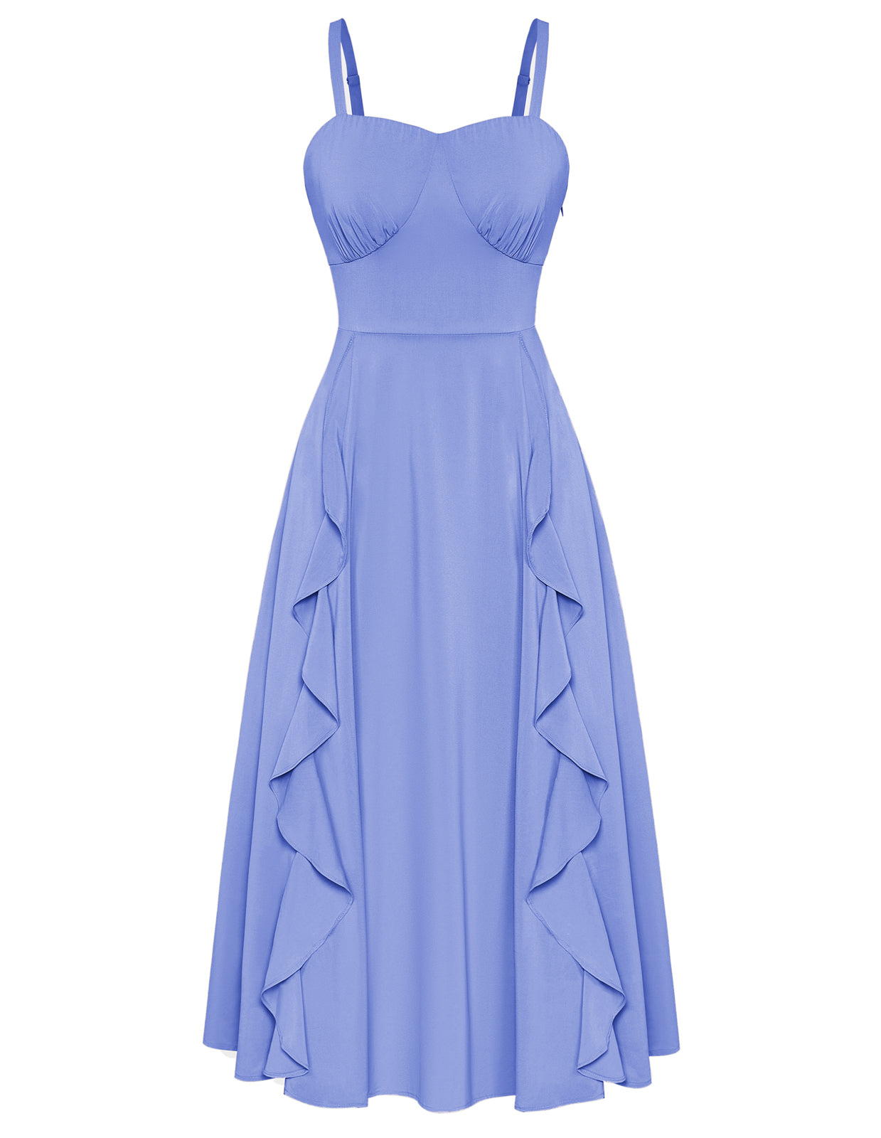 belle poque Sun Slip Dresses for Women Boho Maxi Dresses Casual Spaghetti Ruffle Dress Lavy blue