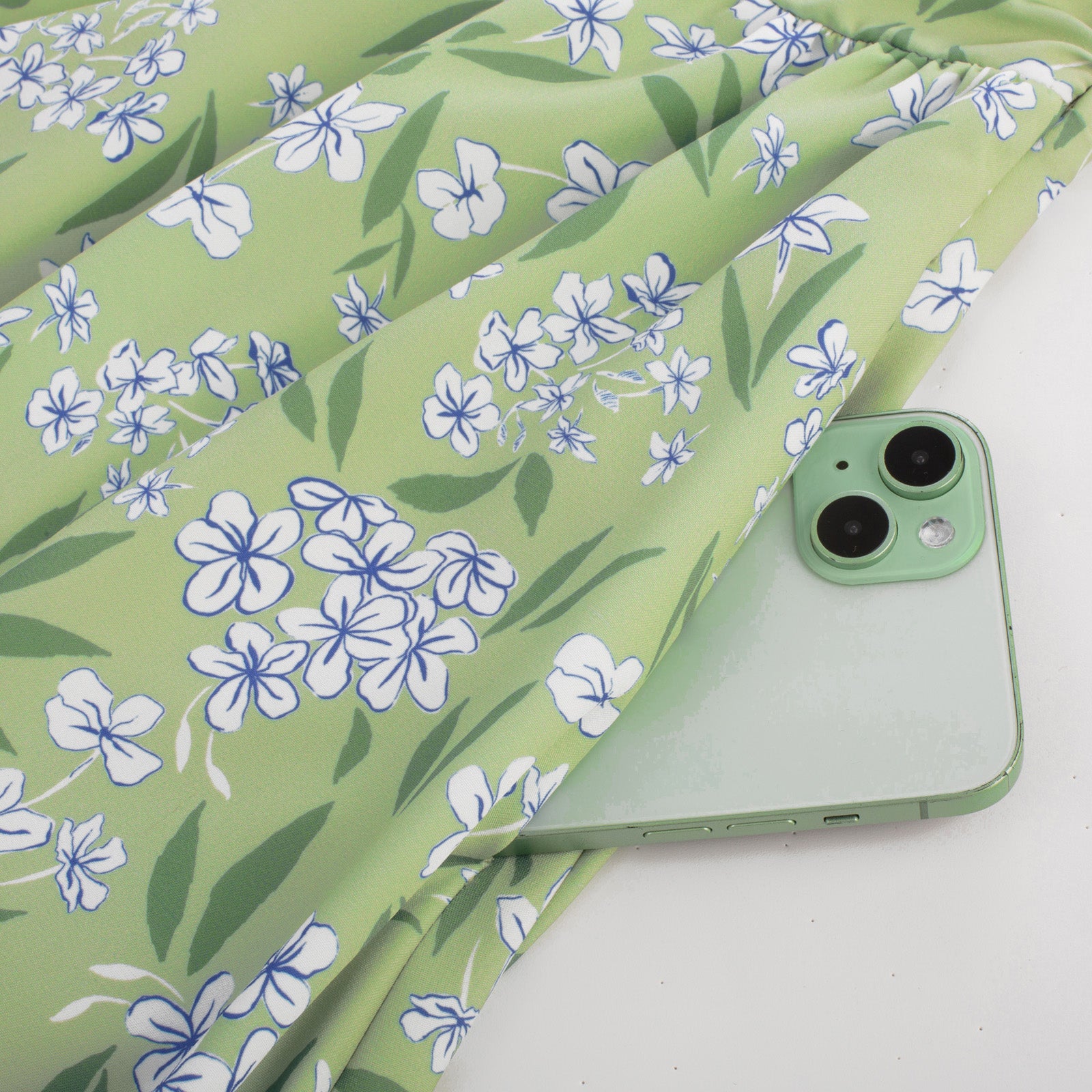 belle poque Vintage Daisy Flower Print Cottagecore Cocktail Dresses Square Neck Puff Sleeve Dress with Pockets