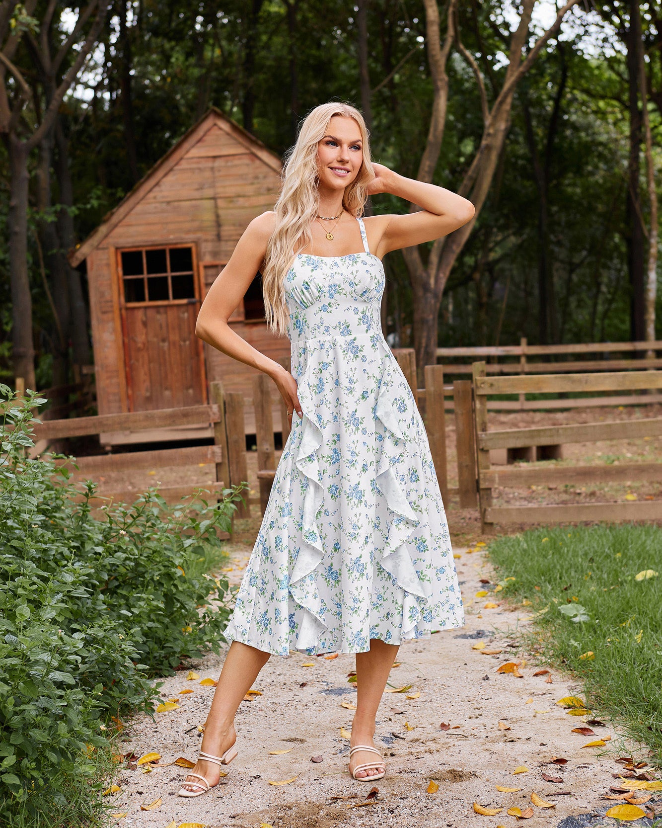 belle poque Sun Slip Dresses for Women Boho Maxi Dresses Casual Spaghetti Ruffle Dress