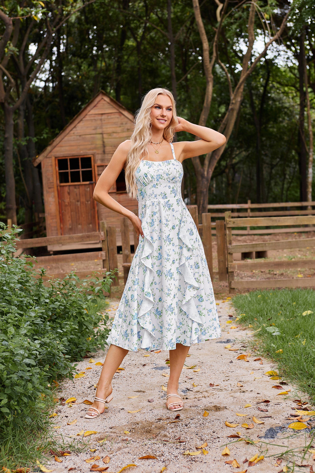 belle poque Sun Slip Dresses for Women Boho Maxi Dresses Casual Spaghetti Ruffle Dress