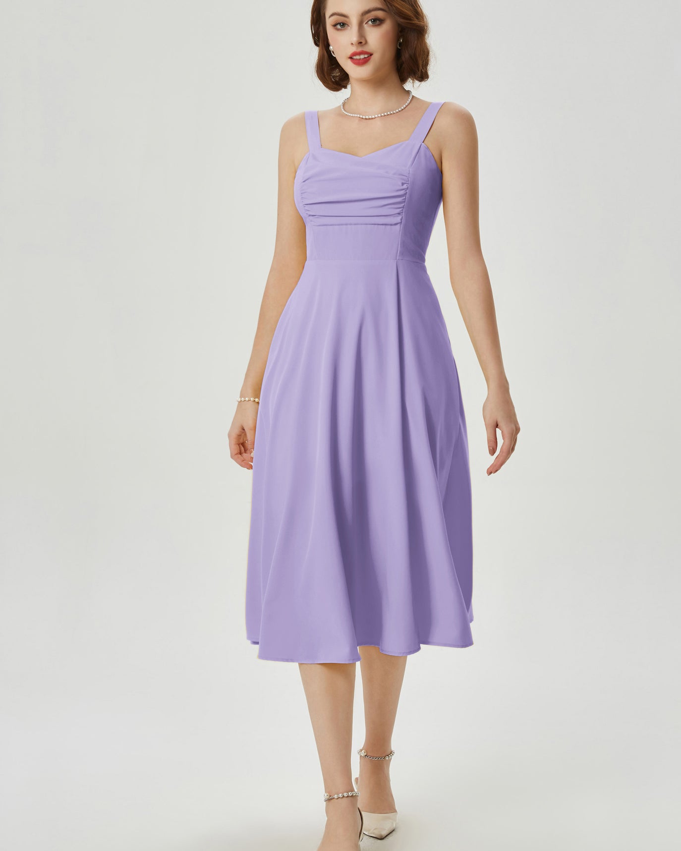 belle poque Vintage 1950s Cocktail Dress Ruched Slit A Line Swing Dress with Pockets