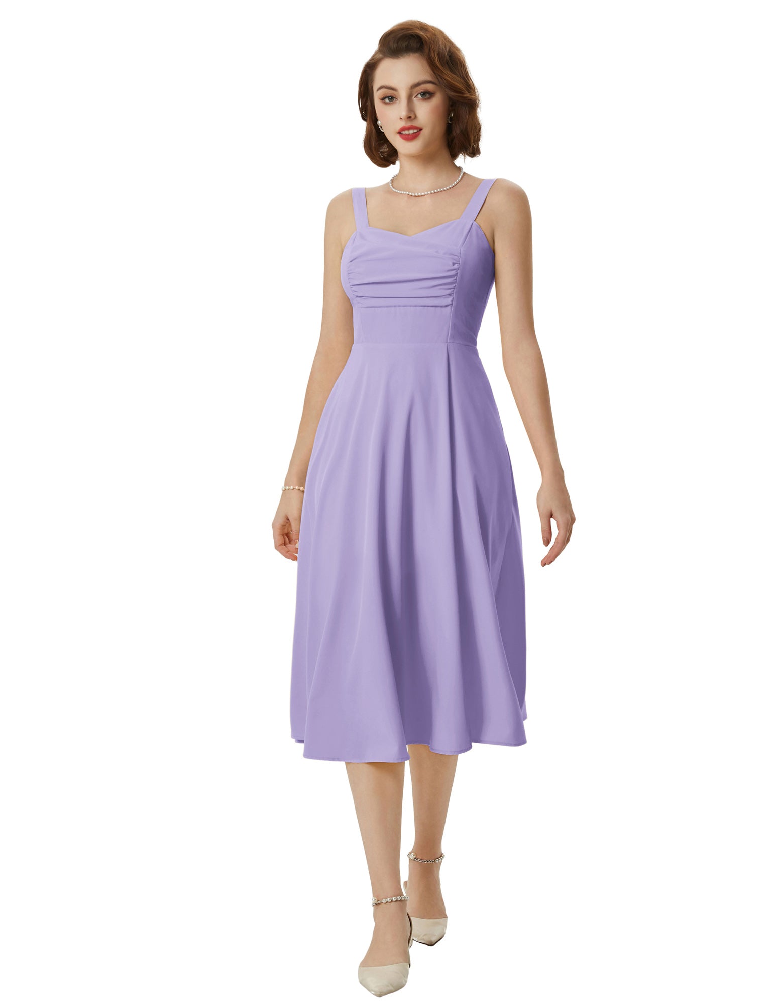 belle poque Vintage Strawberry Patterns Cocktail Dress Sleeveless Spaghetti Strap Ruched Slit A Line Swing Dress with Pockets