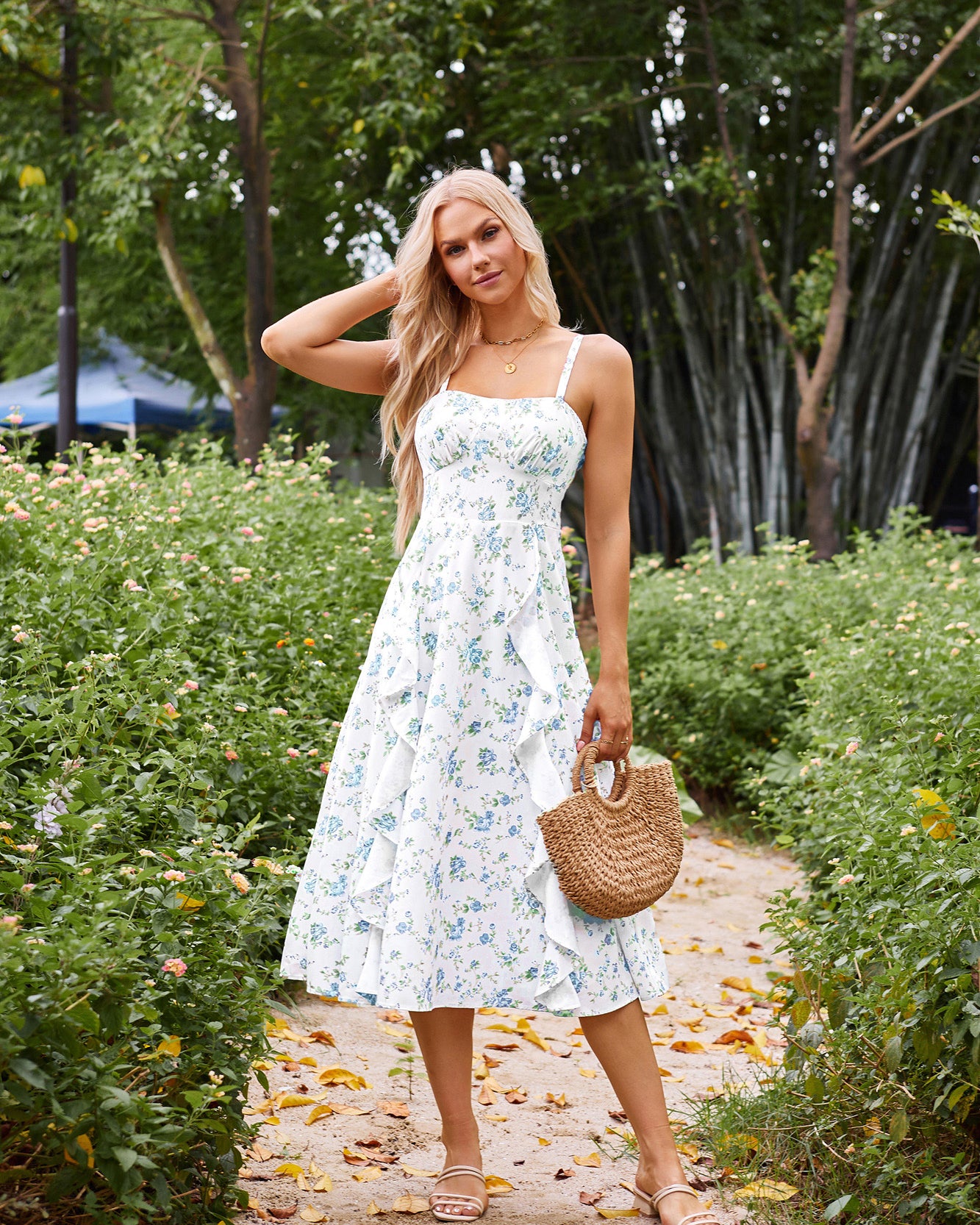 belle poque Sun Slip Dresses for Women Boho Maxi Dresses Casual Spaghetti Ruffle Dress