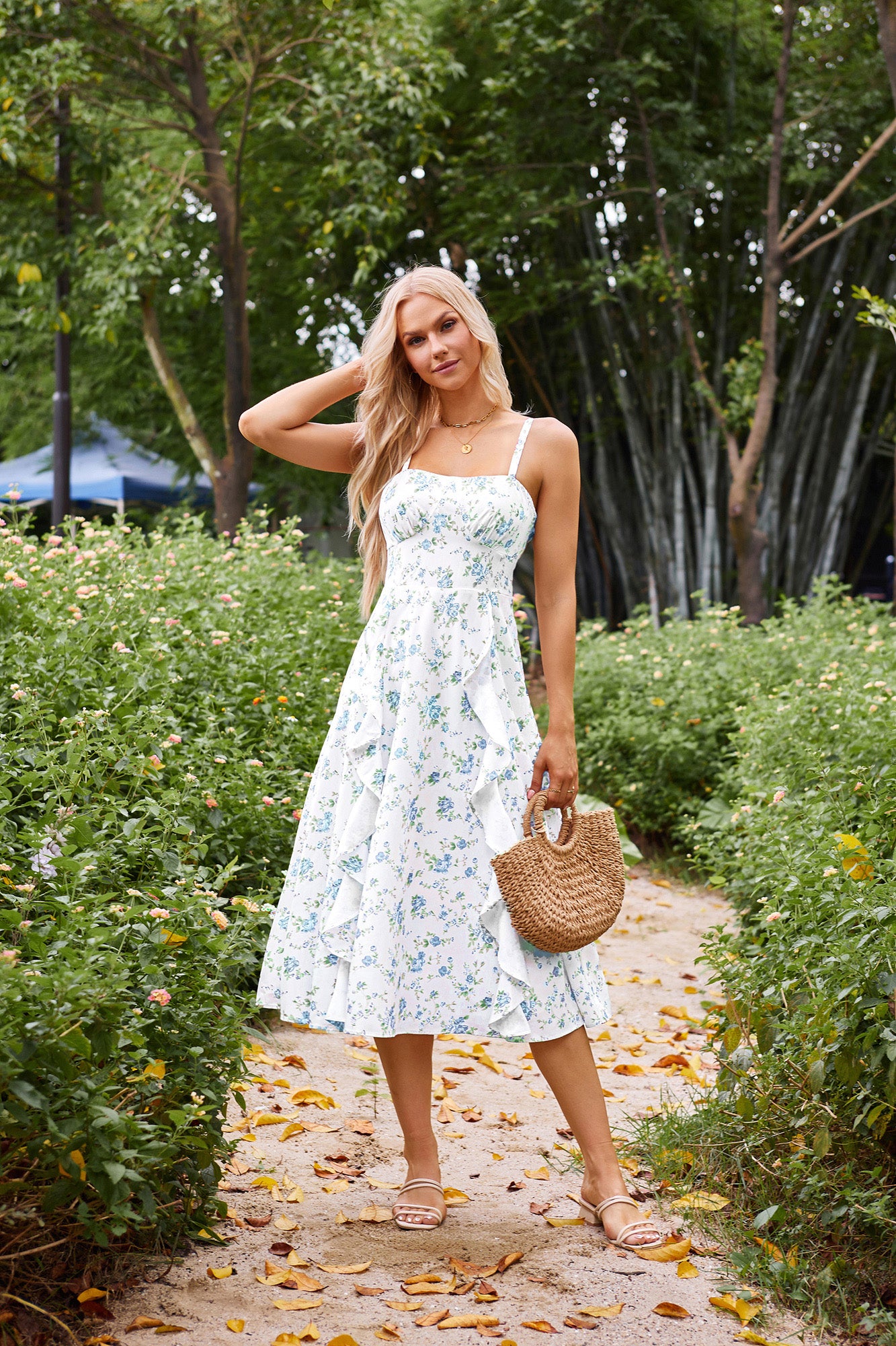 belle poque Sun Slip Dresses for Women Boho Maxi Dresses Casual Spaghetti Ruffle Dress