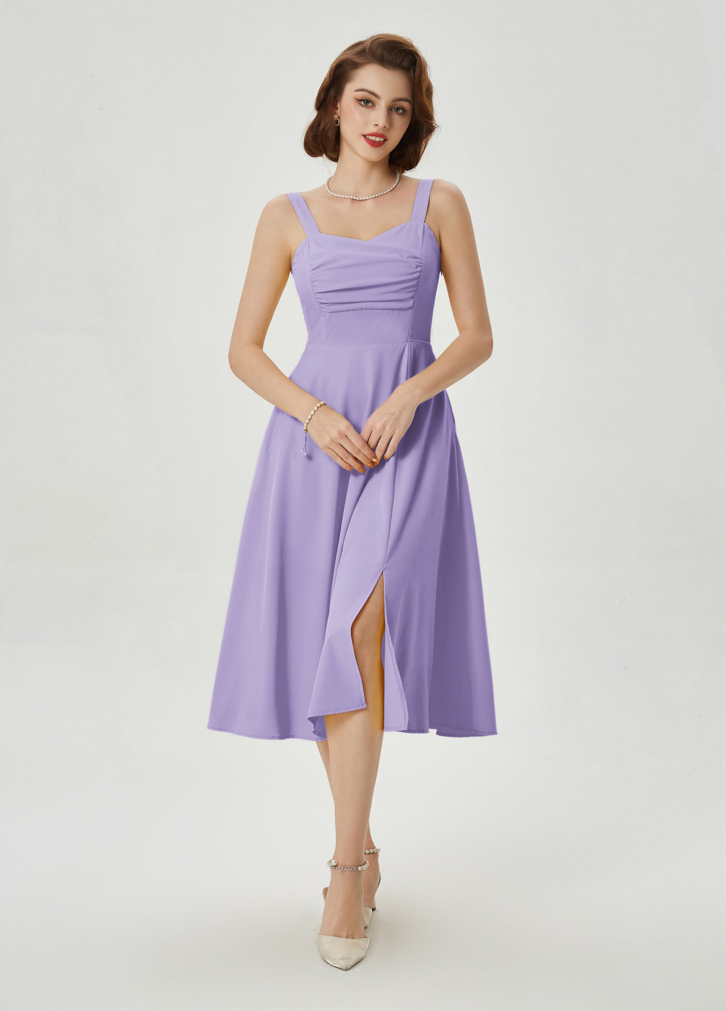 belle poque Vintage Strawberry Patterns Cocktail Dress Sleeveless Spaghetti Strap Ruched Slit A Line Swing Dress with Pockets