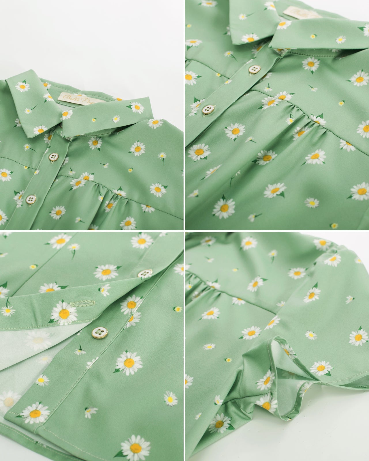 belle poque Women Retro Vintage Cherry Print Short Sleeve Square Collar Curved Hem Shirt