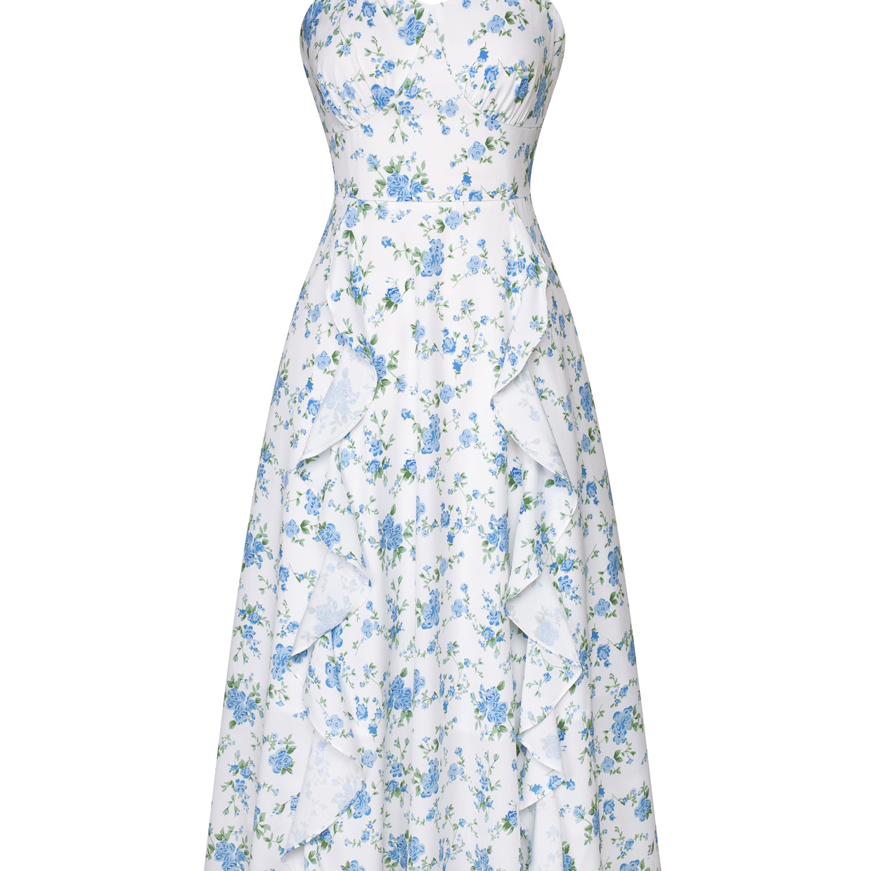 belle poque Sun Dresses for Women 2025 Boho Midi Fairy Wedding Guest Dresses Floral blue