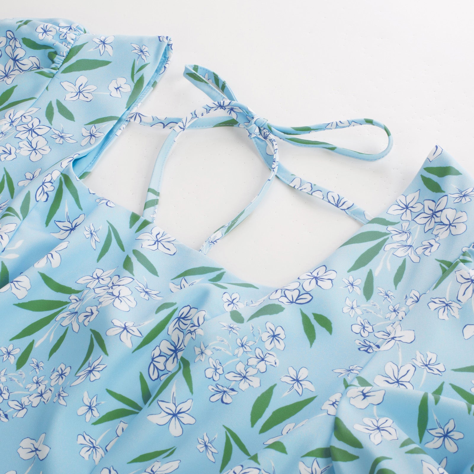 belle poque Vintage Daisy Flower Print Cottagecore Cocktail Dresses Square Neck Puff Sleeve Dress with Pockets