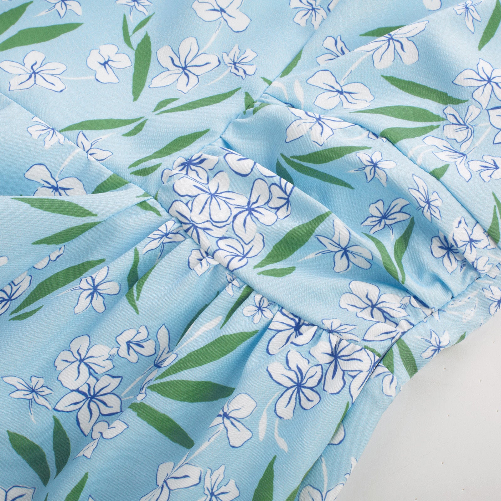 belle poque Vintage Daisy Flower Print Cottagecore Cocktail Dresses Square Neck Puff Sleeve Dress with Pockets