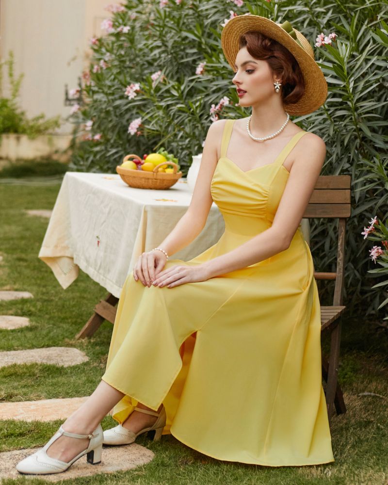 belle poque Vintage 1950s Cocktail Dress Ruched Slit A Line Swing Dress with Pockets