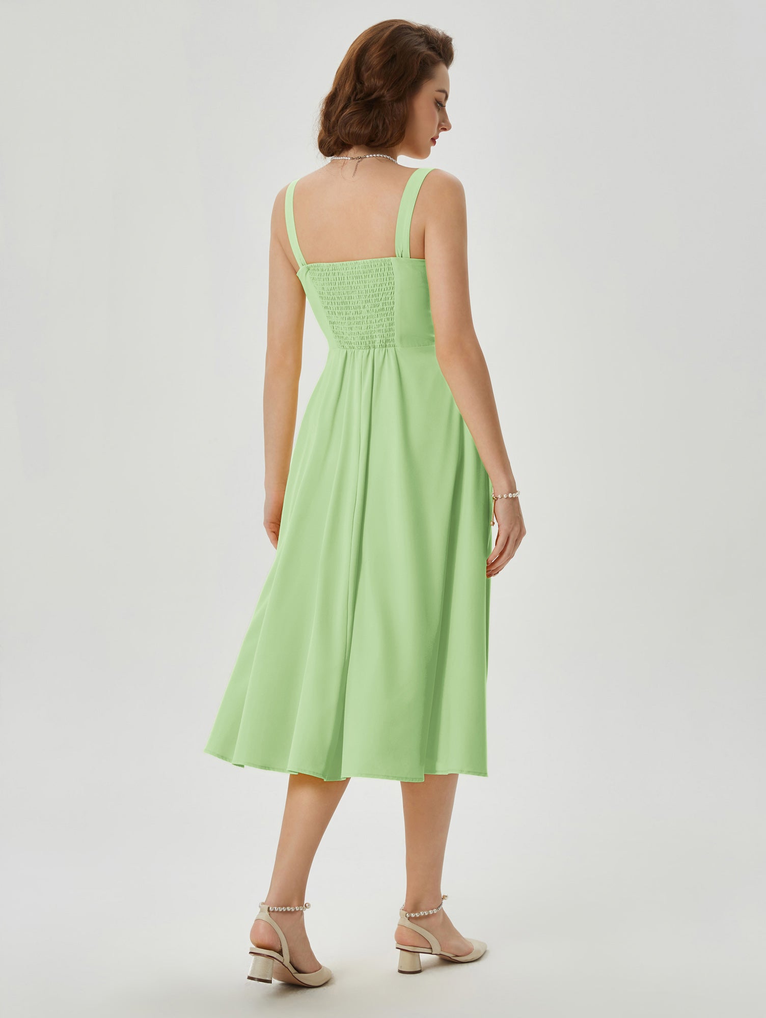 belle poque Vintage Strawberry Patterns Cocktail Dress Sleeveless Spaghetti Strap Ruched Slit A Line Swing Dress with Pockets