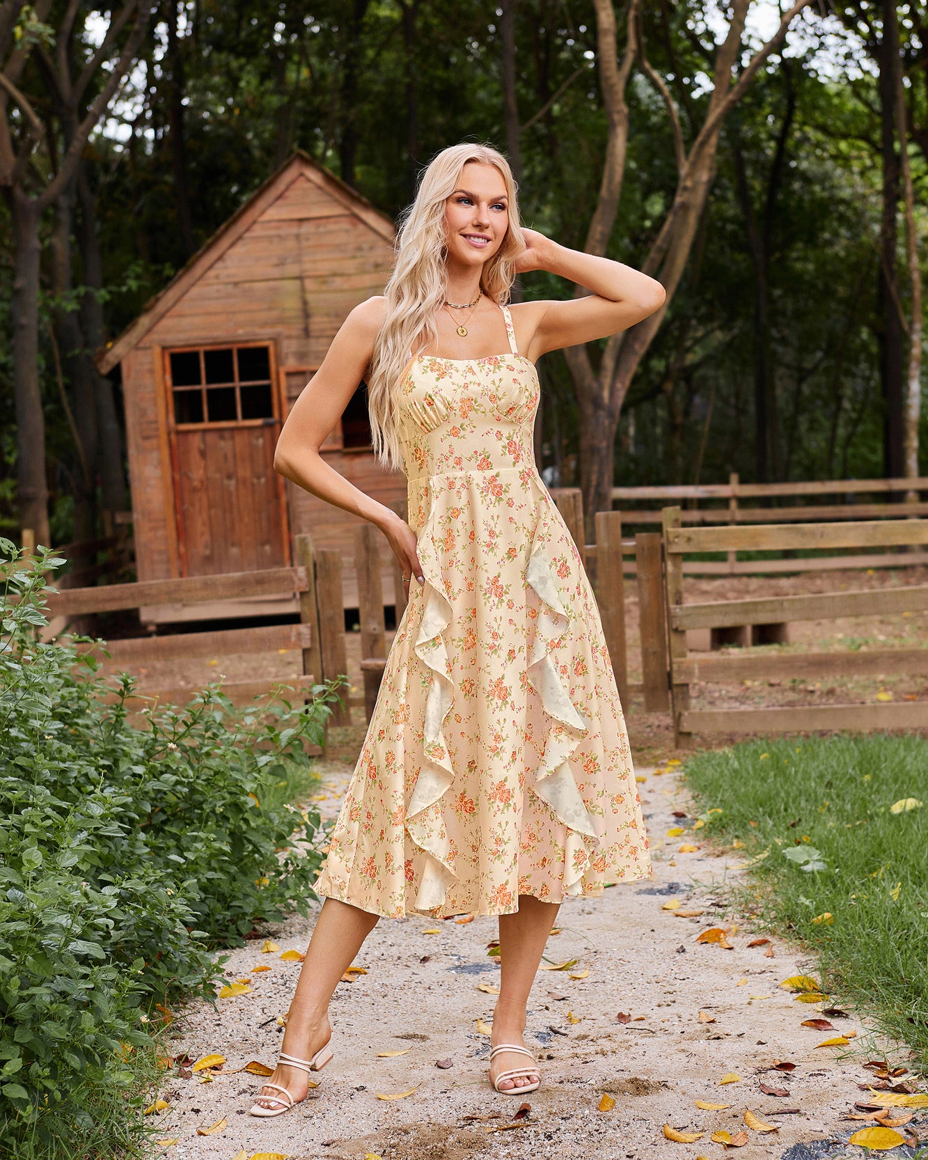 belle poque Sun Slip Dresses for Women Boho Maxi Dresses Casual Spaghetti Ruffle Dress