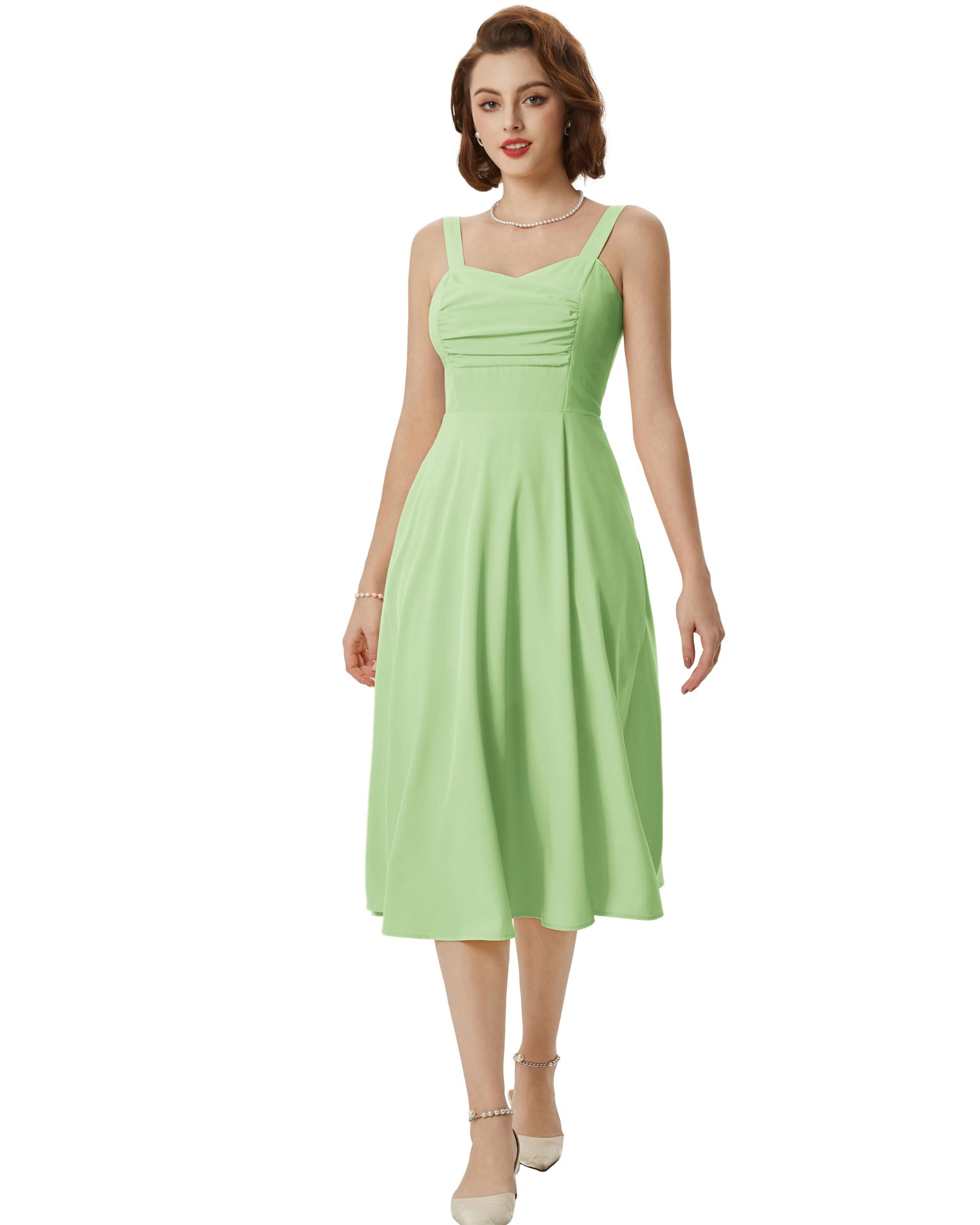 belle poque Vintage 1950s Cocktail Dress Ruched Slit A Line Swing Dress with Pockets