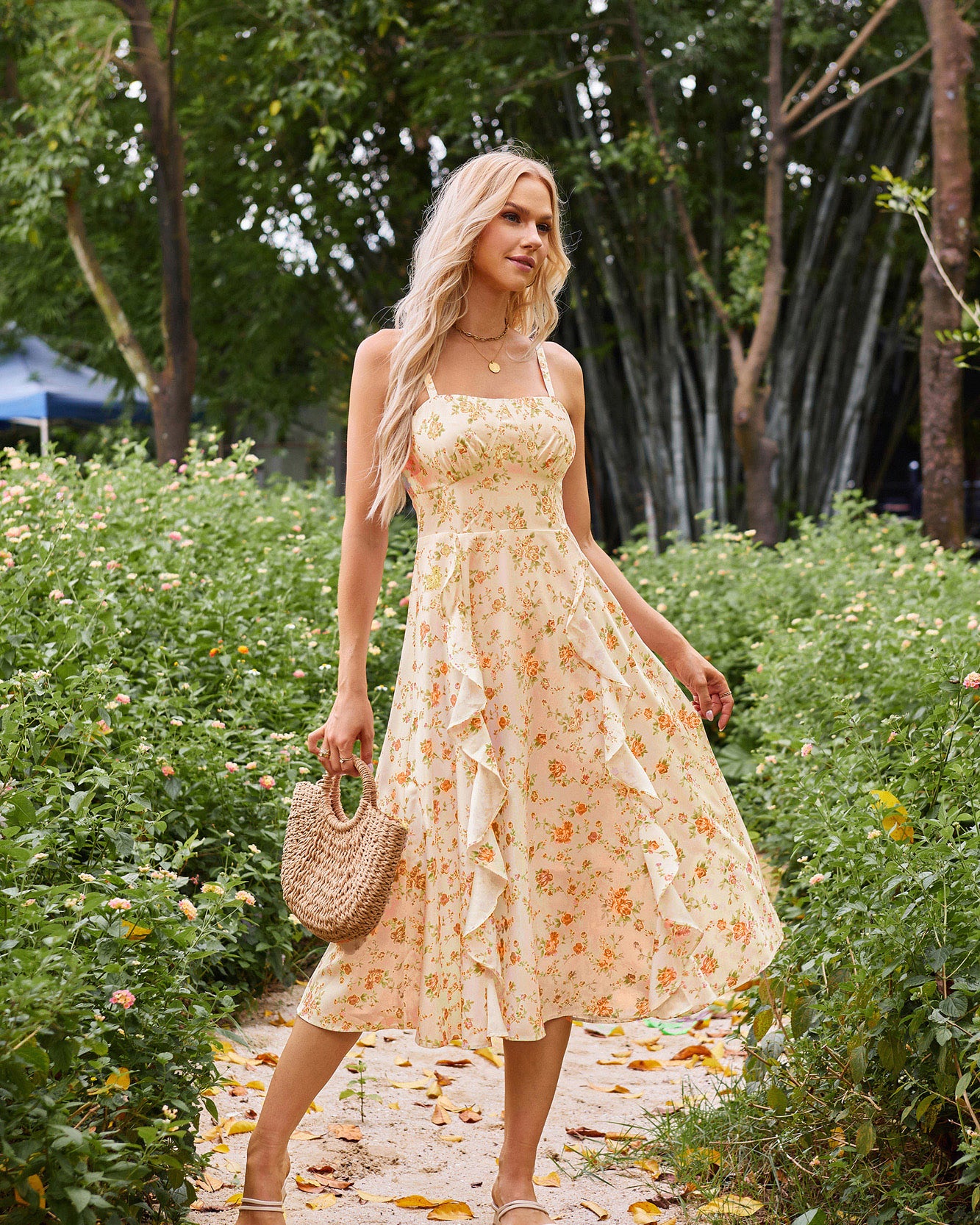 belle poque Sun Slip Dresses for Women Boho Maxi Dresses Casual Spaghetti Ruffle Dress