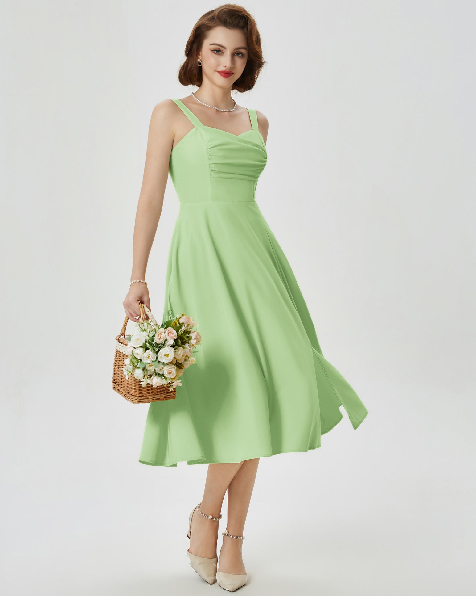 belle poque Vintage 1950s Cocktail Dress Ruched Slit A Line Swing Dress with Pockets