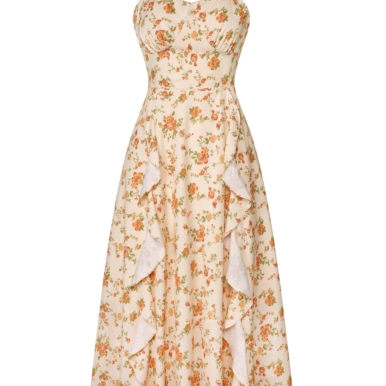 belle poque Sun Dresses for Women 2025 Boho Midi Fairy Wedding Guest Dresses Floral orange