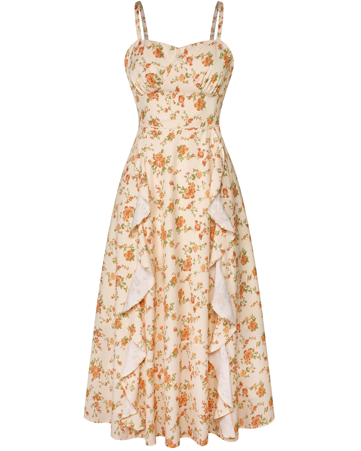 belle poque Sun Dresses for Women 2025 Boho Midi Fairy Wedding Guest Dresses Floral orange