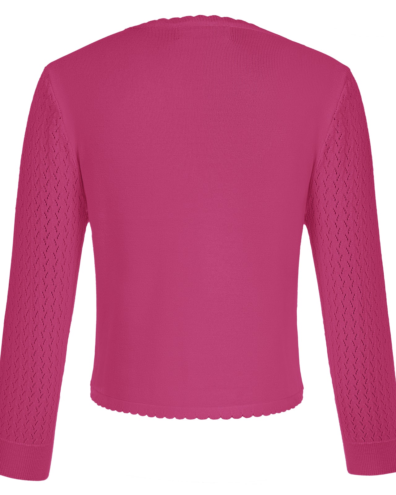 belle poque Hollowed-Out Cardigan 3/4 Sleeve V-Neck Button-up Cropped Knitwear