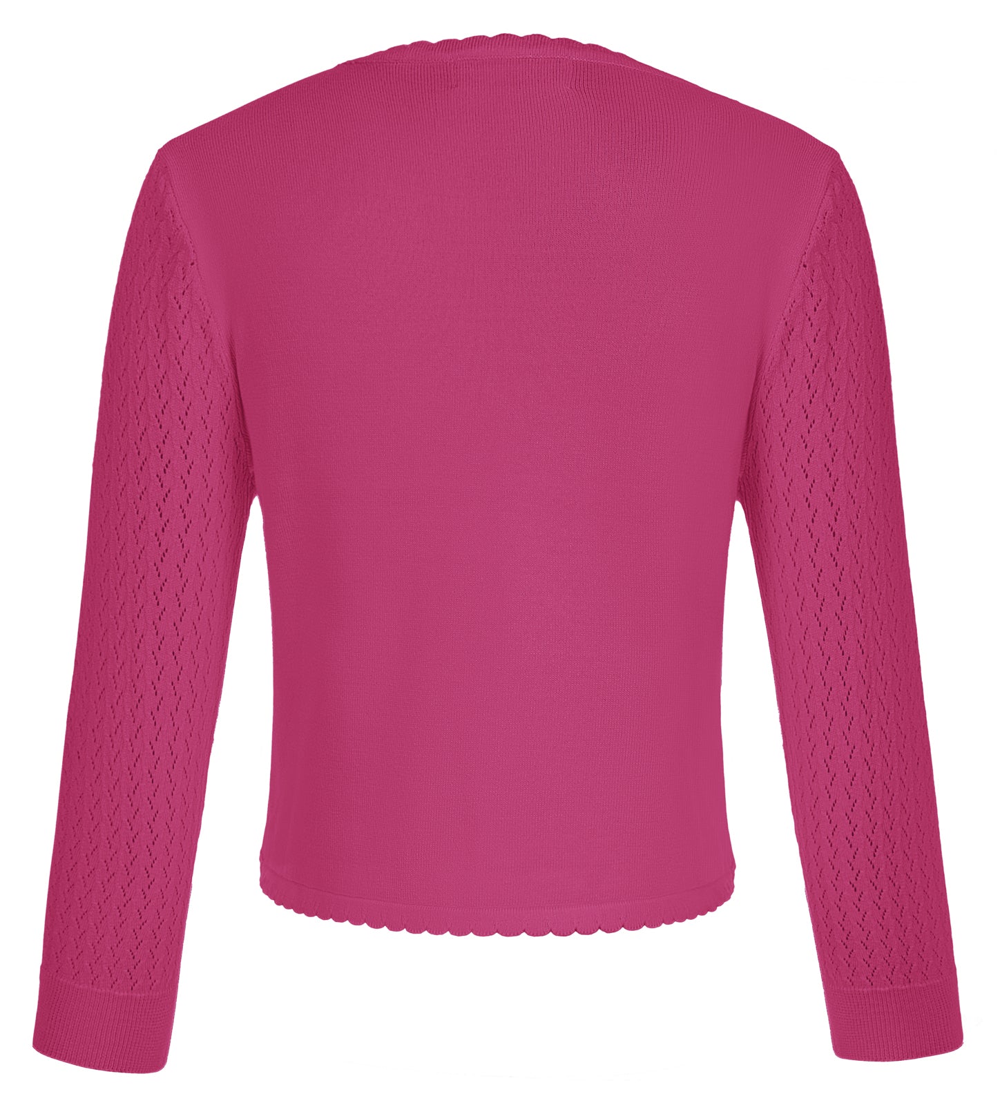 belle poque Hollowed-Out Cardigan 3/4 Sleeve V-Neck Button-up Cropped Knitwear