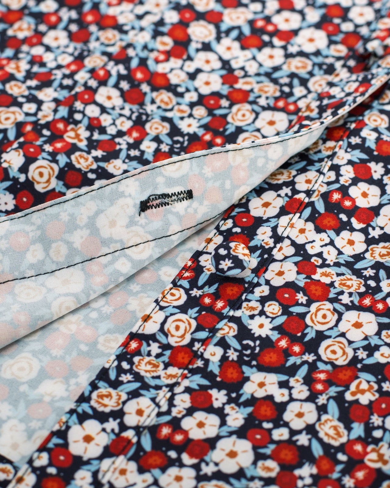 belle poque Cherries Pattern Short Puff Sleeves V-Neck Button Placket Blouse