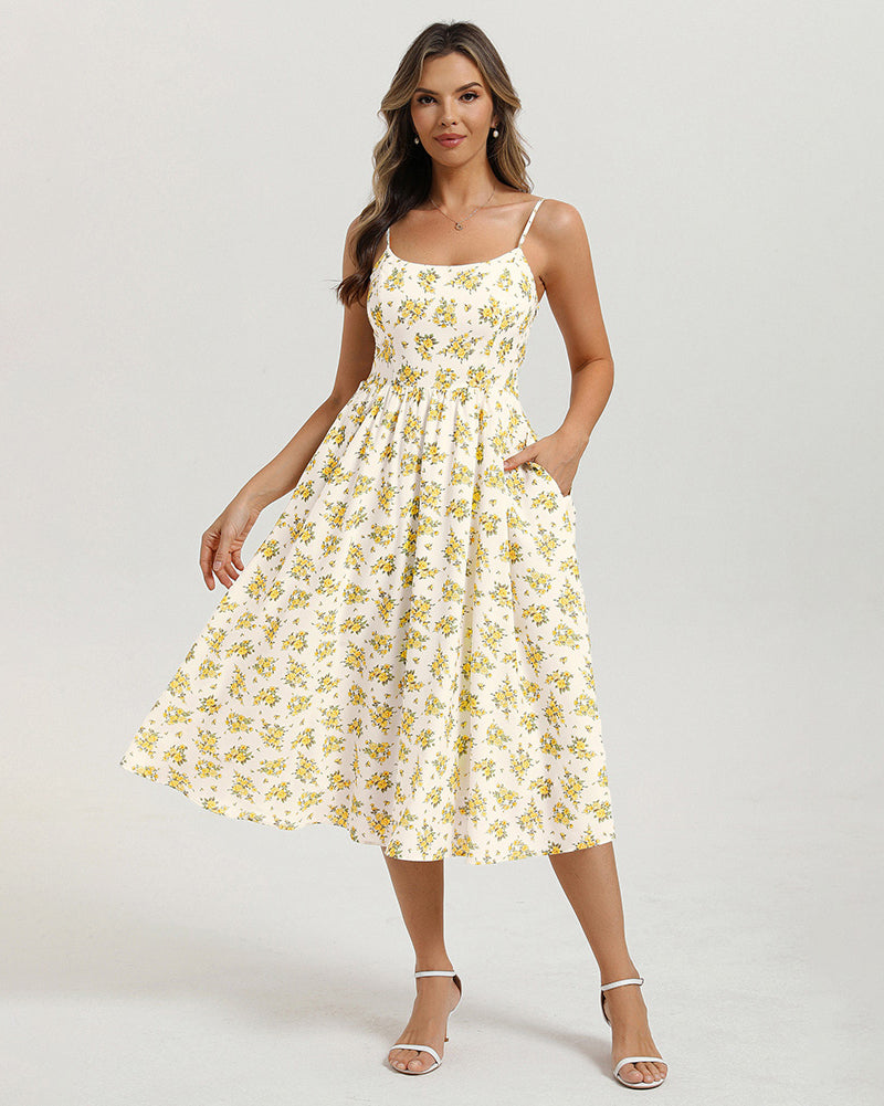 belle poque Floral Dress for Women 2026 Summer Sleeveless Midi A-line Beach Sundresses