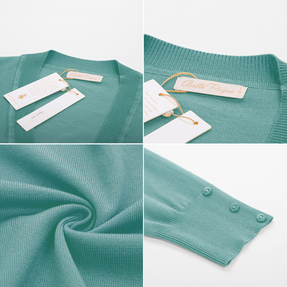 belle poque 3/4 Sleeve Bolero Shrug Open Front Knit Cropped Cardigan Sweater