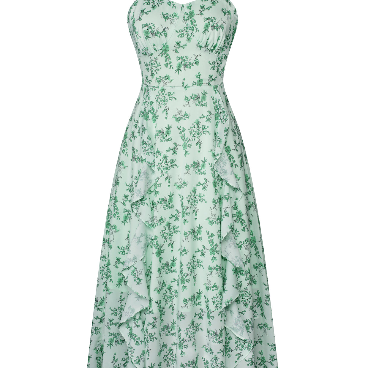 belle poque Sun Dresses for Women 2025 Boho Midi Fairy Wedding Guest Dresses Floral green
