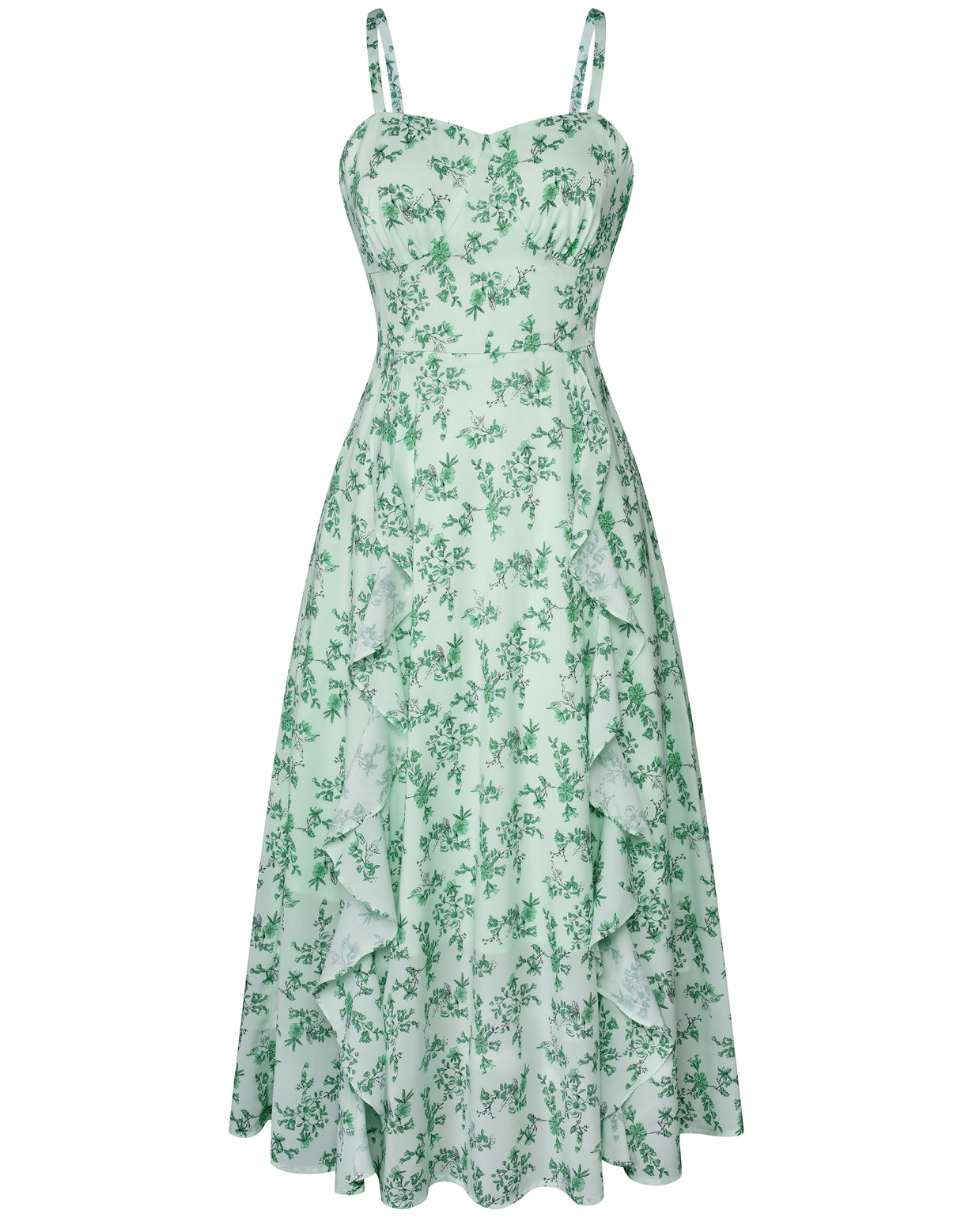 belle poque Sun Dresses for Women 2025 Boho Midi Fairy Wedding Guest Dresses Floral green