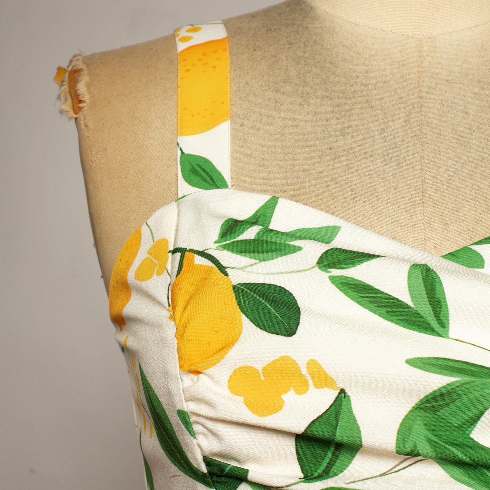 belle poque Vintage Strawberry Patterns Cocktail Dress Sleeveless Spaghetti Strap Ruched Slit A Line Swing Dress with Pockets