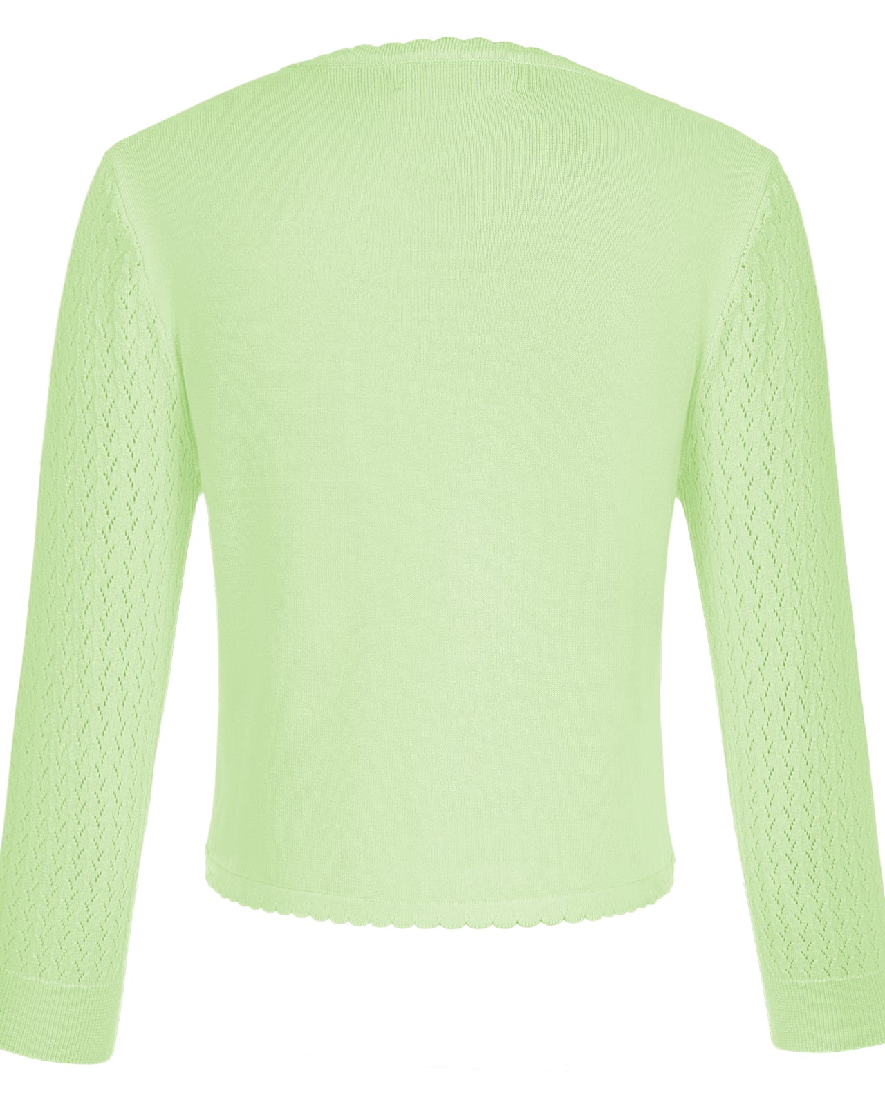 belle poque Hollowed-Out Cardigan 3/4 Sleeve V-Neck Button-up Cropped Knitwear