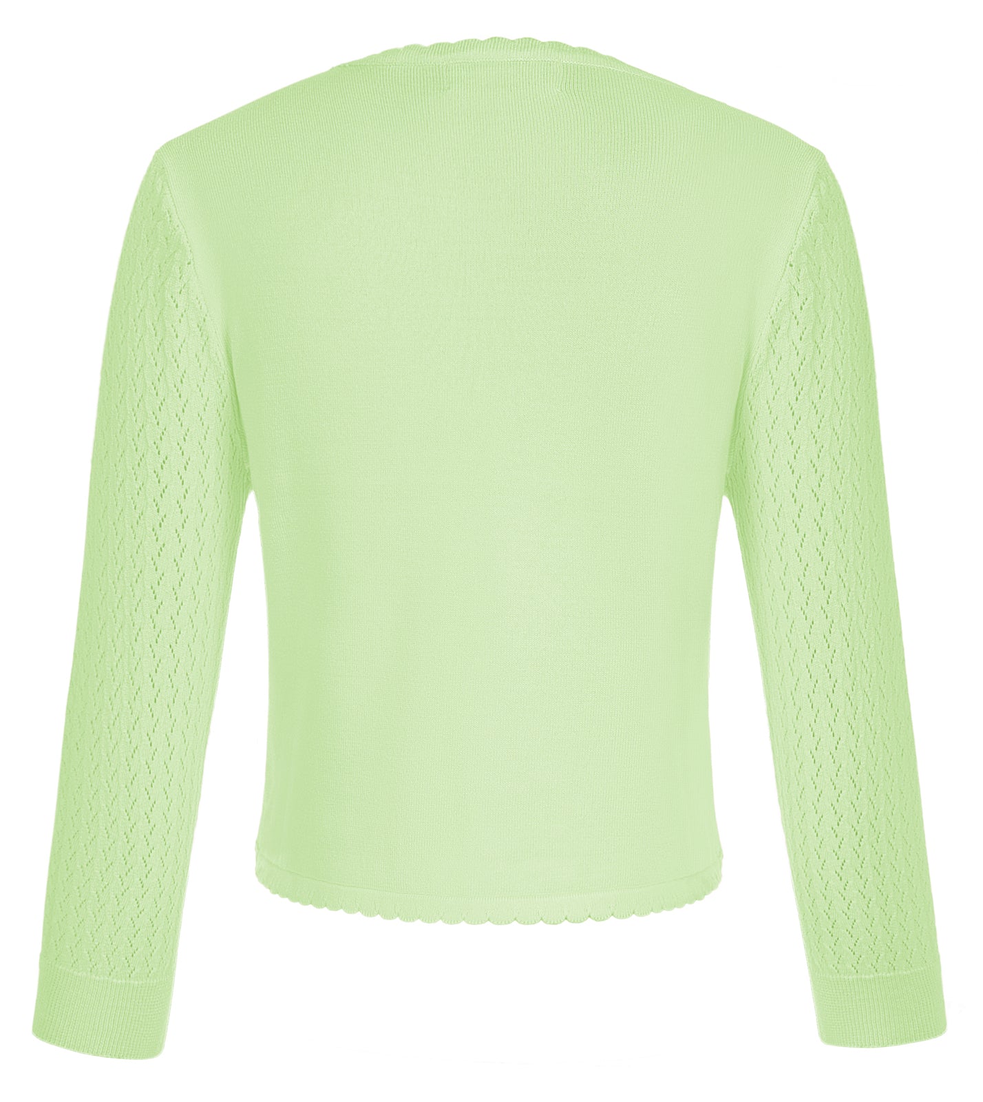 belle poque Hollowed-Out Cardigan 3/4 Sleeve V-Neck Button-up Cropped Knitwear