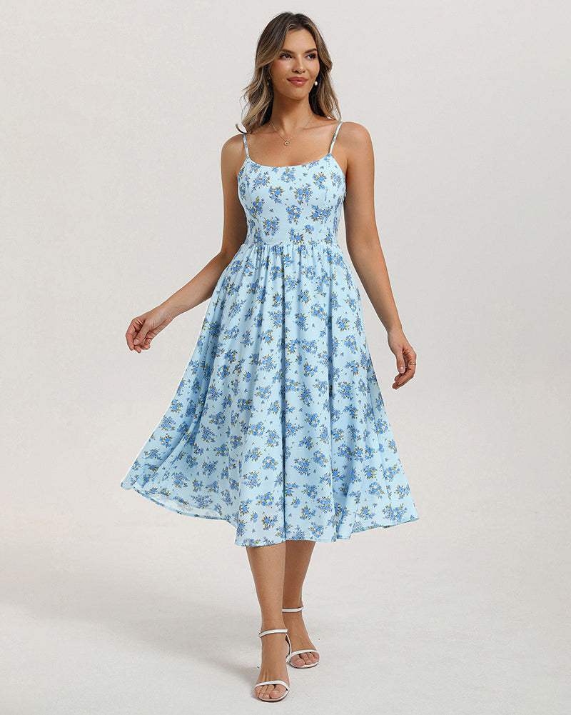 belle poque Floral Dress for Women 2026 Summer Sleeveless Midi A-line Beach Sundresses