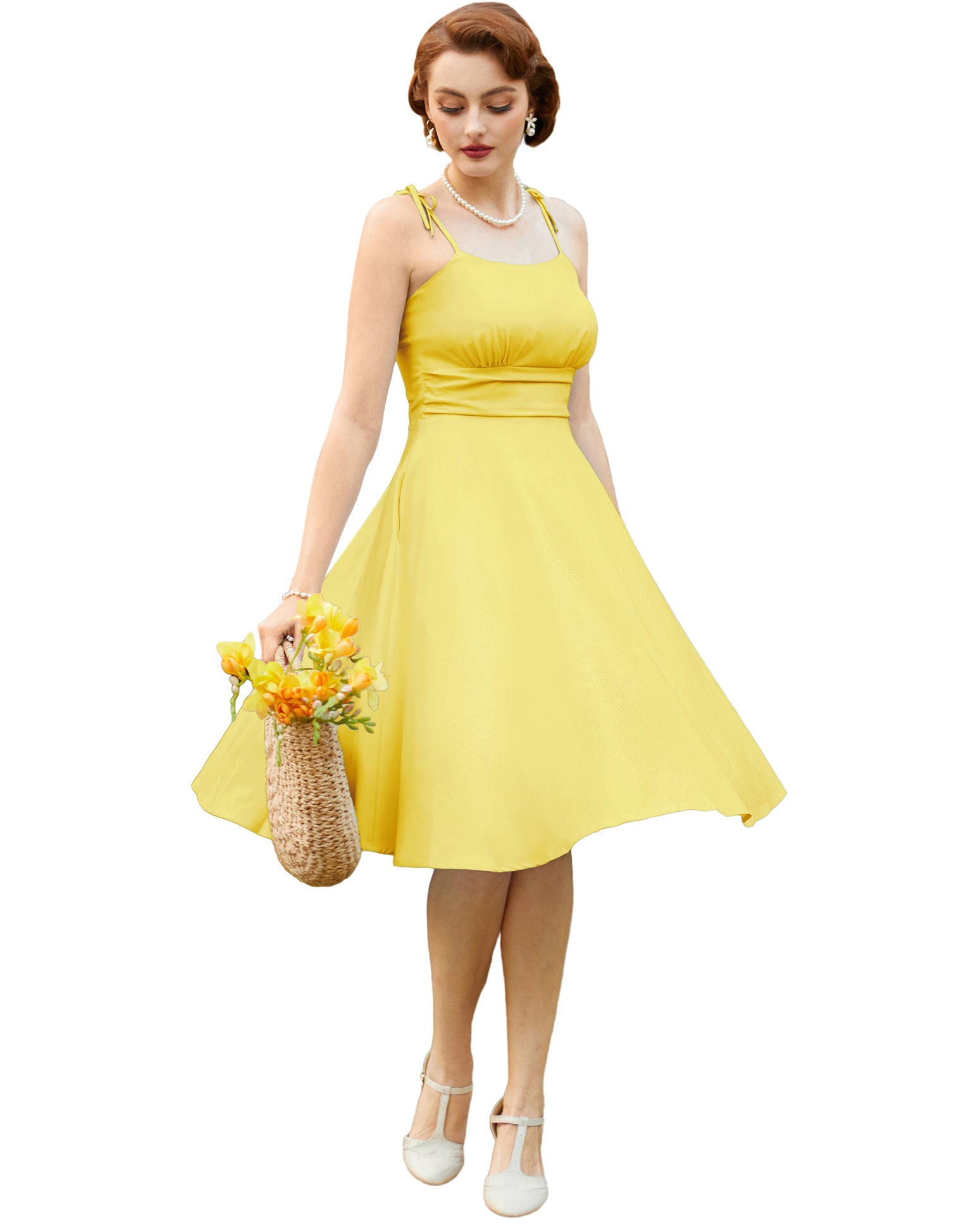 belle poque Summer Slip Dresses for Women Spaghetti Strap Midi Sun Dress Cute Casual Dress with Pockets