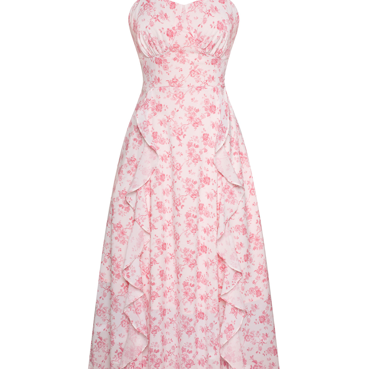 belle poque Sun Dresses for Women 2025 Boho Midi Fairy Wedding Guest Dresses Floral pink