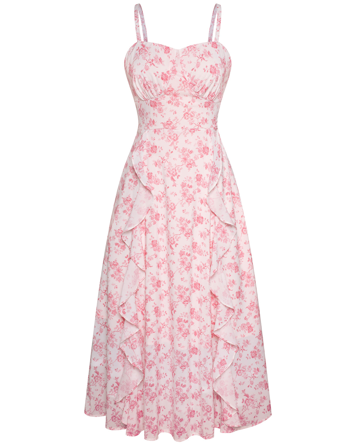 belle poque Sun Dresses for Women 2025 Boho Midi Fairy Wedding Guest Dresses Floral pink