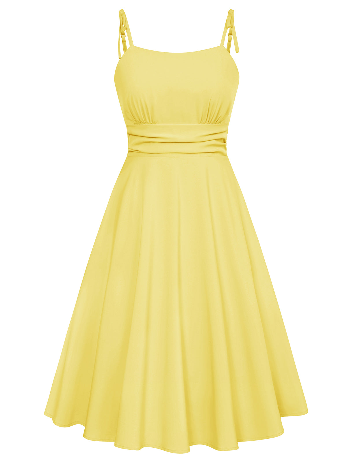 belle poque 2025 Summer Dresses for Women Midi Sun Dress Cute Casual Dress with Pockets Bright Yellow