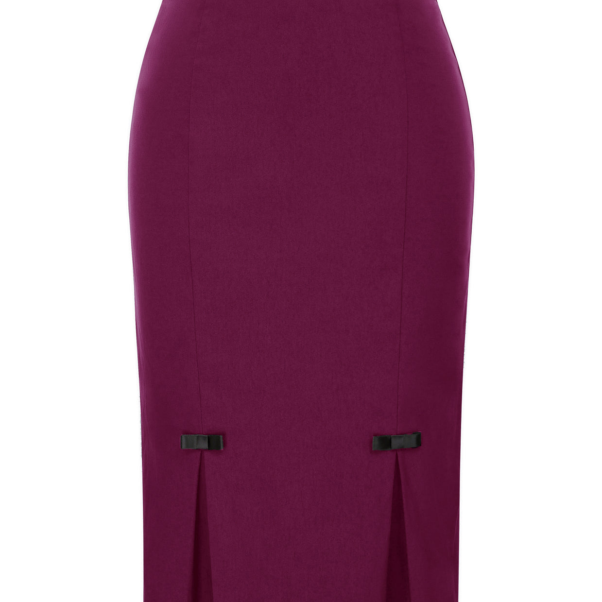 belle poque Vintage Bow-Knot Decorated Hips-Wrapped Bodycon Pencil Skirt Red