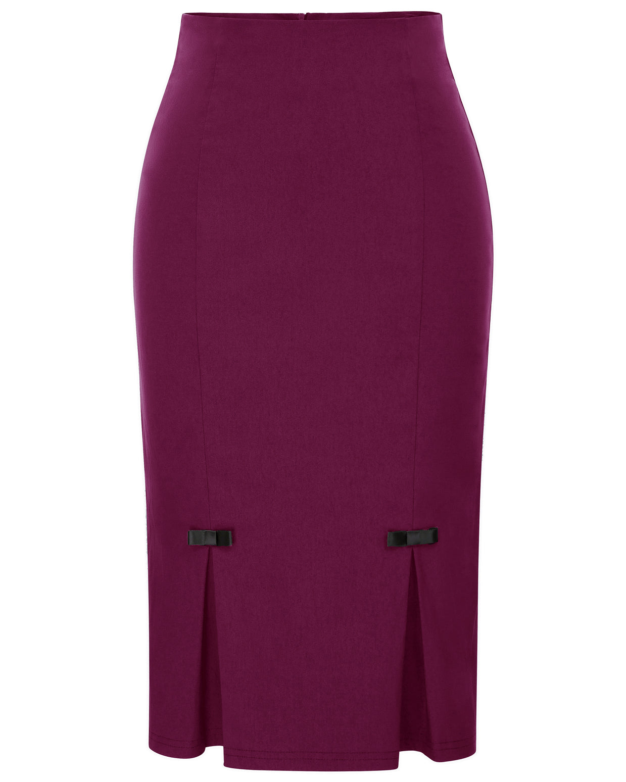 belle poque Vintage Bow-Knot Decorated Hips-Wrapped Bodycon Pencil Skirt Red