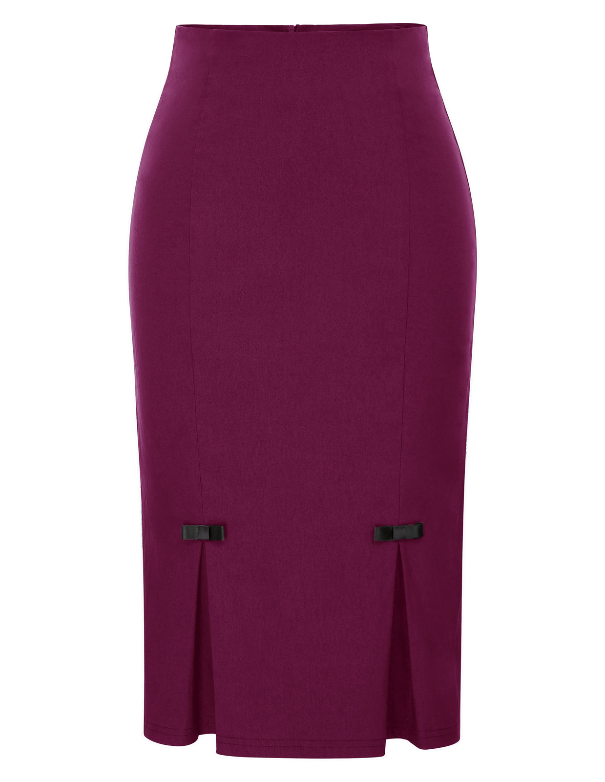 belle poque Vintage Bow-Knot Decorated Hips-Wrapped Bodycon Pencil Skirt Red