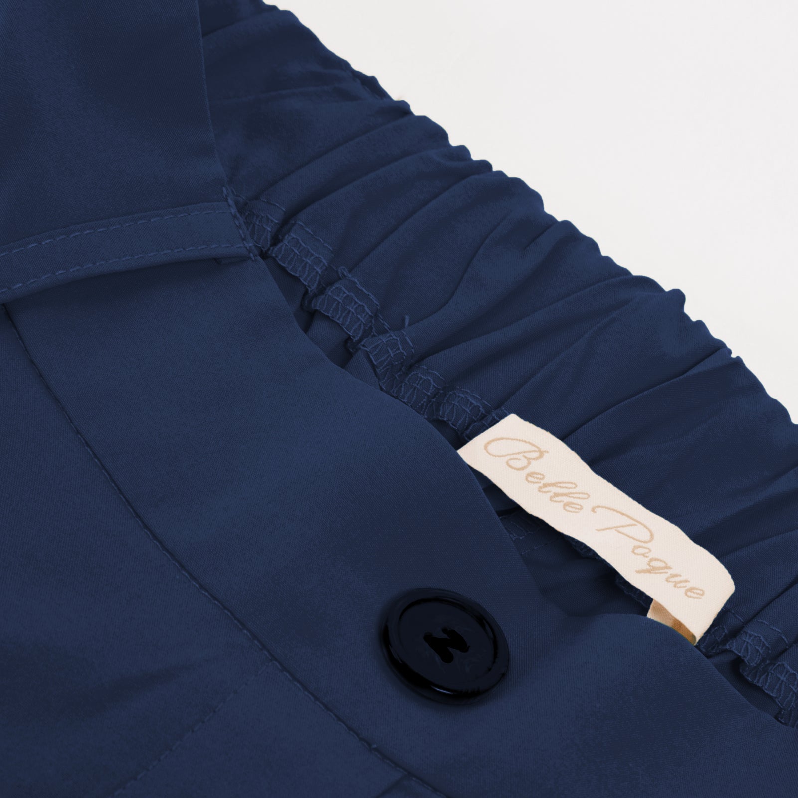 belle poque Swing Skirt with Belt Elastic High Waist Buttons Decorated Skirt