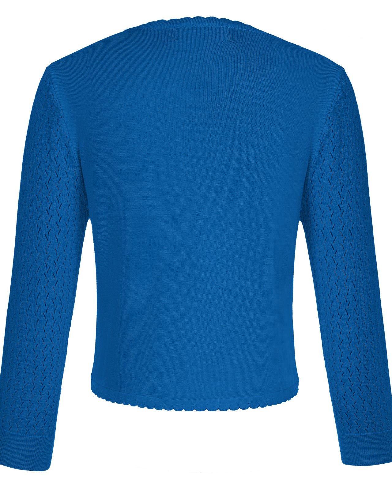 belle poque Hollowed-Out Cardigan 3/4 Sleeve V-Neck Button-up Cropped Knitwear