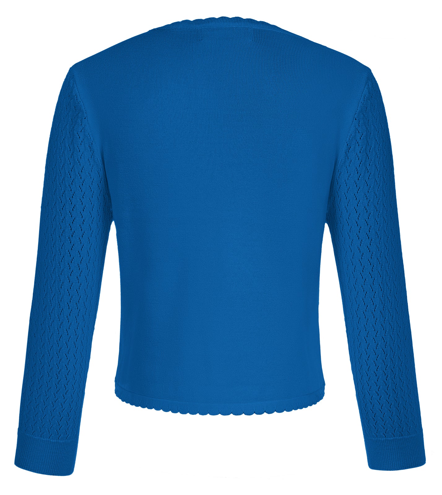 belle poque Hollowed-Out Cardigan 3/4 Sleeve V-Neck Button-up Cropped Knitwear