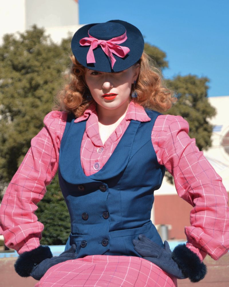 belle poque Double Breasted Waistcoat Vintage Lapel Collar Vest Coat with 2 Pockets