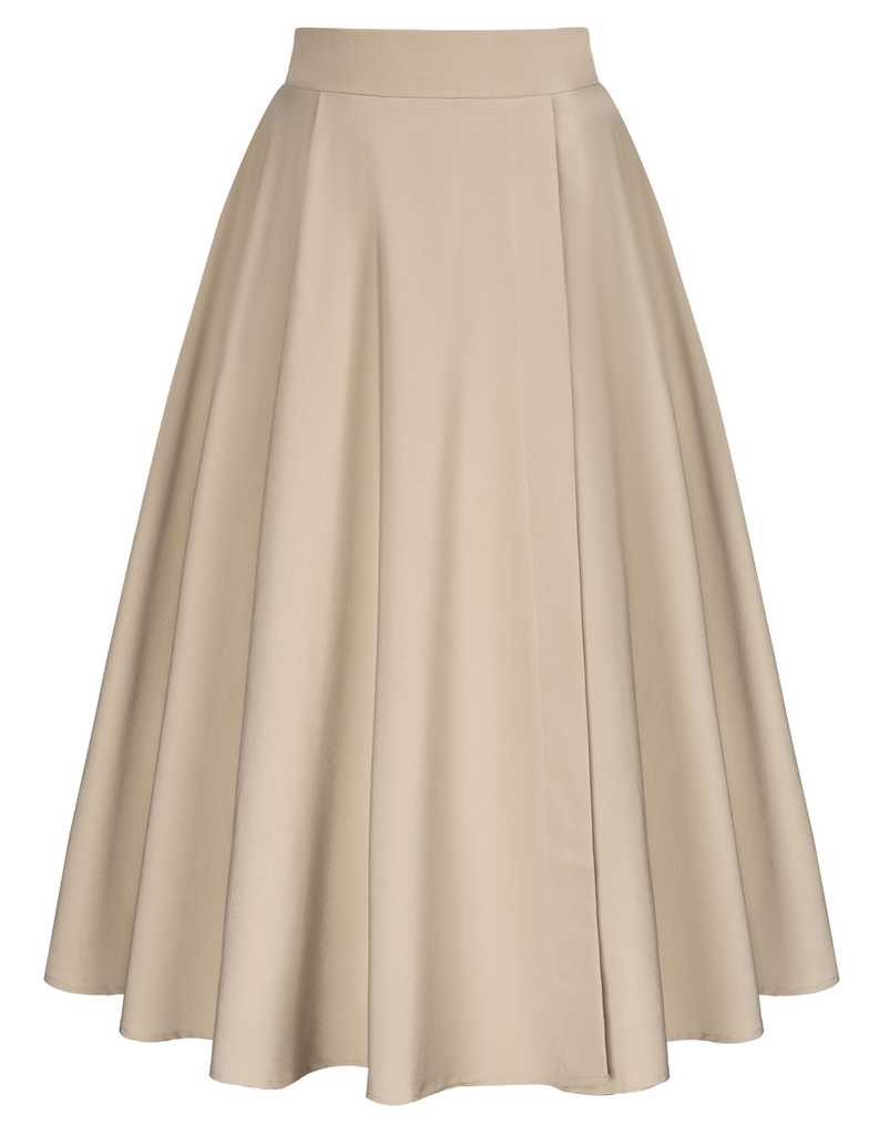 belle poque Vintage Skirts with Side Slit High Waisted Midi A-Line Flowy Skirts with Pockets