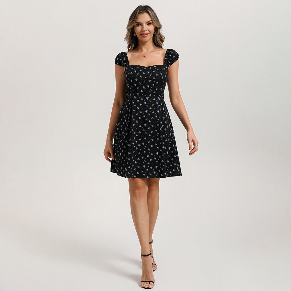 belle poque Mini Floral Dress 2026 Cap Sleeve Flowy Date Short Cute Dress