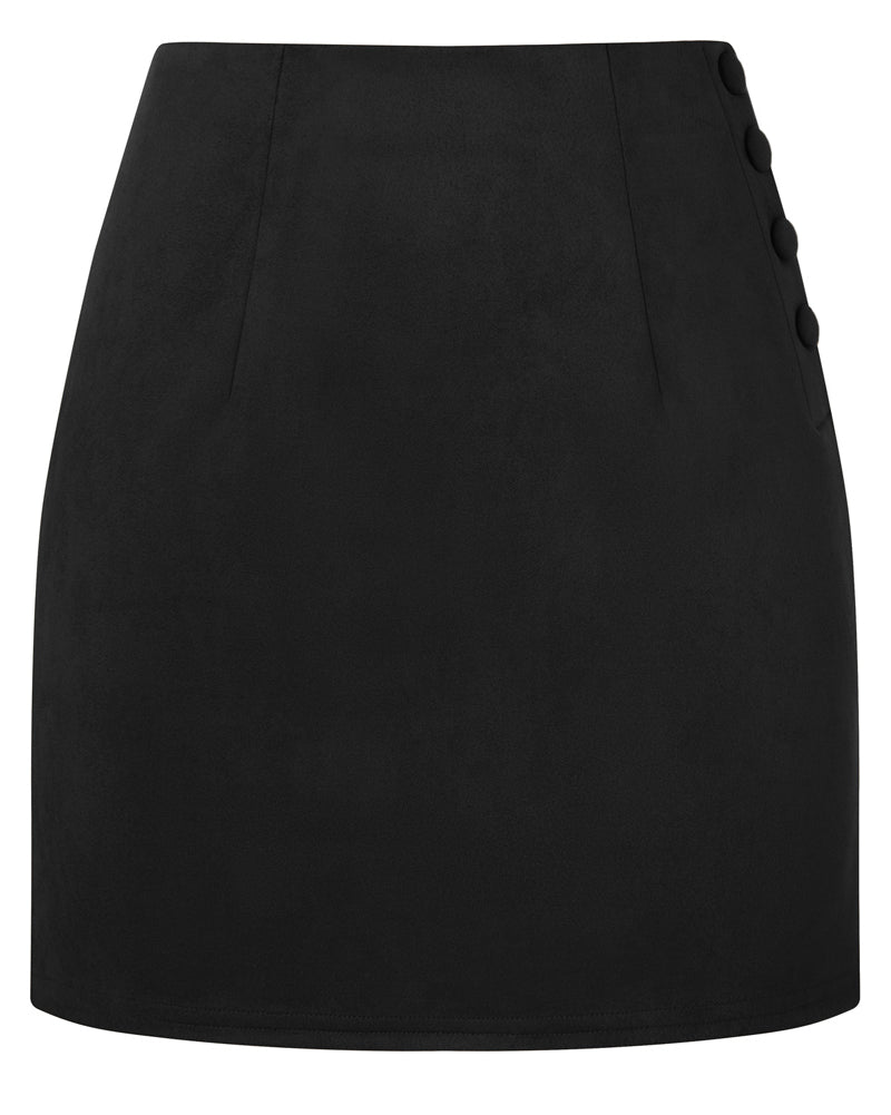 belle poque Women Mini Skirt Bodycon Mini Skirt Suede Skirts with Botton