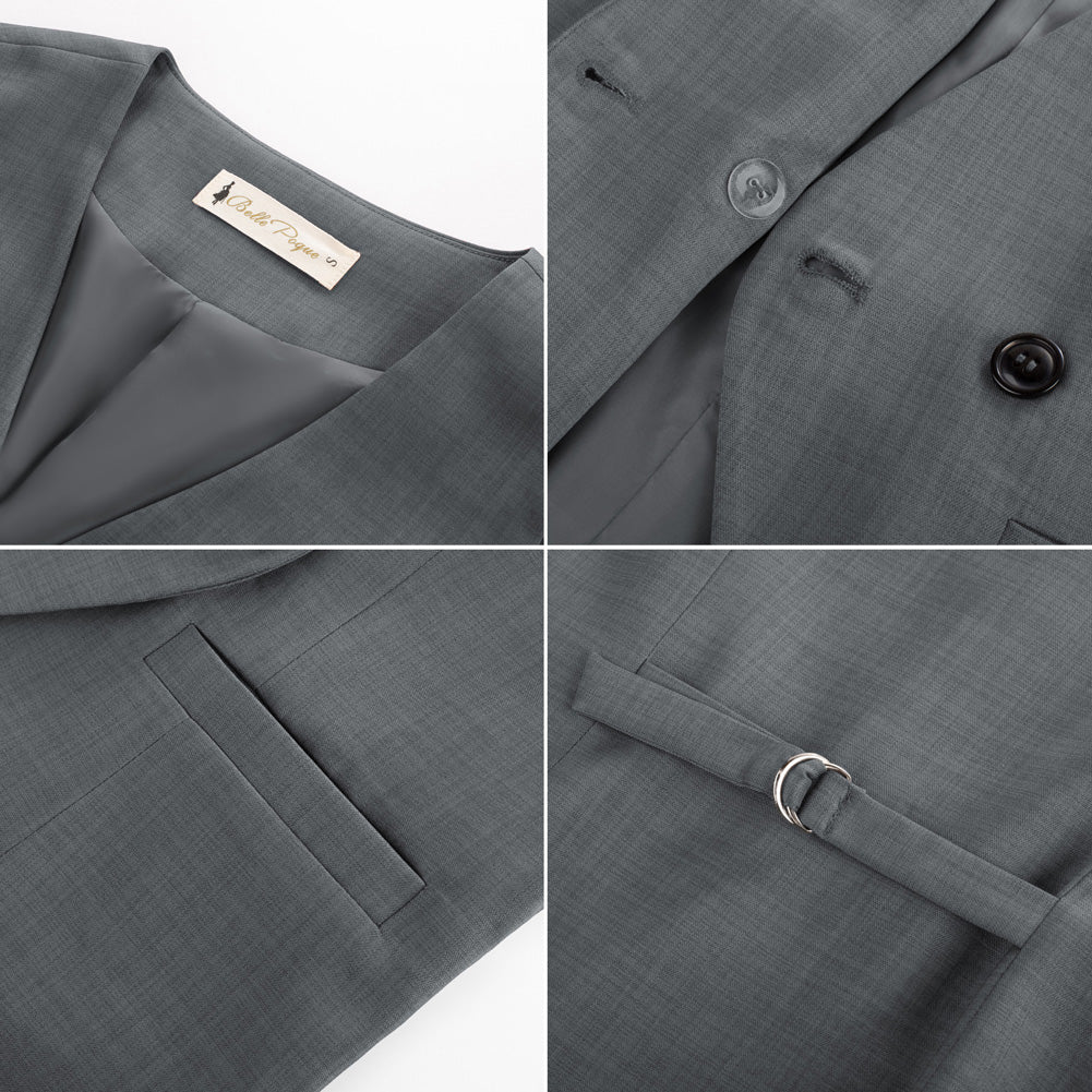 belle poque Women Handkerchief Hem Vest Coat Surplice V-Neck Slit Back Waistcoat